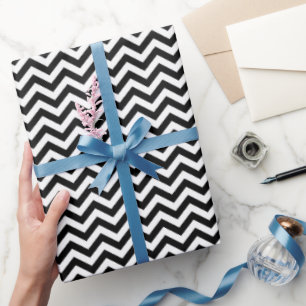 Zwart-wit Chevron-patroon Cadeaupapier