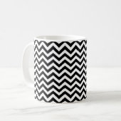 Zwart-wit Chevron-patroon Koffiemok (Voorkant links)
