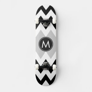 Zwart wit Chevron Patroon Skateboard