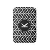 Zwart wit Chevron Pattern Aangepast monogram Badmat (Voorkant Verticaal)