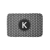 Zwart wit Chevron Pattern Aangepast monogram Badmat (Voorkant)