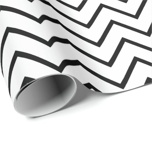 Zwart-wit Chevron Pattern Cadeaupapier (Rol Hoek)
