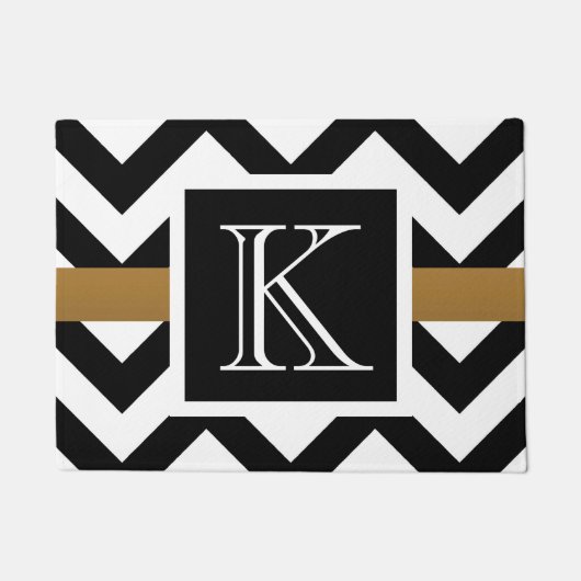 Zwart-wit Chevron Pattern Deurmat (Voorkant)