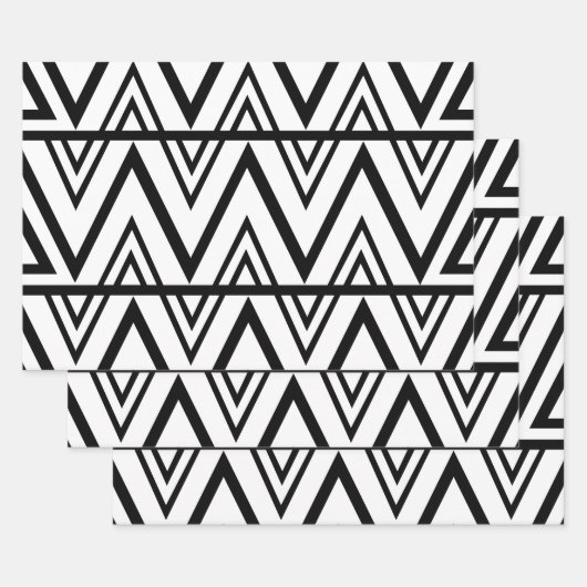 Zwart-wit Chevron Pattern Inpakpapier Vel (Set)