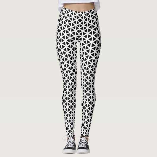 Zwart-wit Chevron Pattern Leggings (Voorkant)