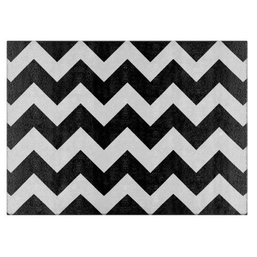 Zwart-wit Chevron Pattern Snijplank (Voorkant)