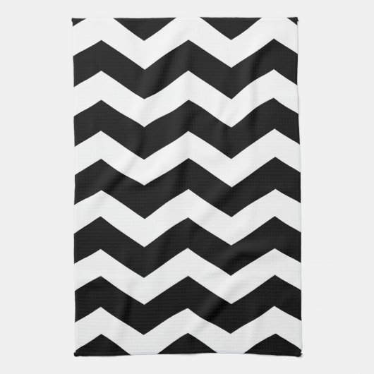 Zwart-wit Chevron Pattern Theedoek (Verticaal)