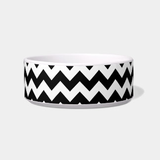 Zwart-wit Chevron Pattern Voerbakje