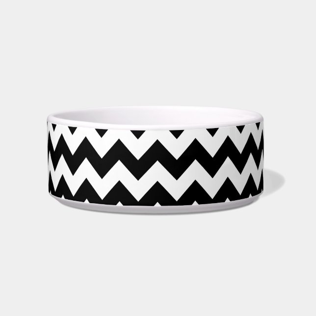 Zwart-wit Chevron Pattern Voerbakje (Links)