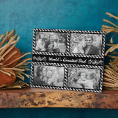 Zwart-wit Chevron Photo Collage Vaderdag Fotoplaat (Zijkant)