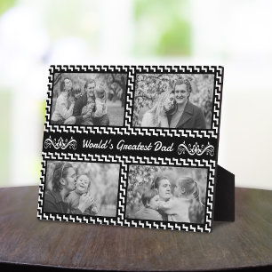 Zwart-wit Chevron Photo Collage Vaderdag Fotoplaat