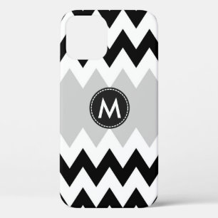 Zwart Wit Chevron Strepenpatroon iPhone 12 Pro Hoesje