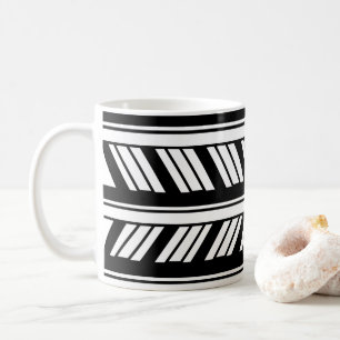 Zwart-wit chevron strepenpatroon  koffiemok