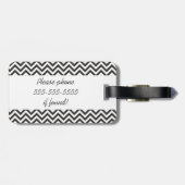 Zwart-wit Chevron Stripe Bagagelabel (Achterkant horizontaal)