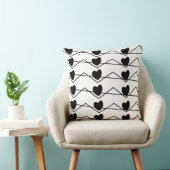 Zwart-wit Chevron Stripe Hearts Pattern Kussen (Stoel)