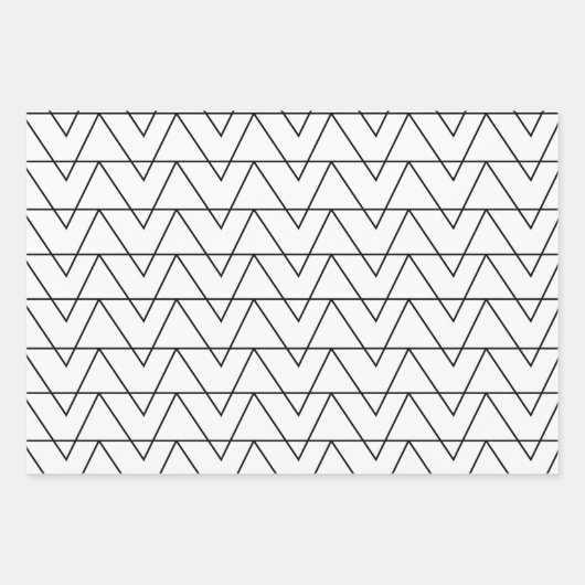 Zwart-wit Chevron Stripe Pattern Inpakpapier Vel (Voorkant 2)