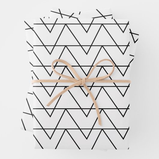 Zwart-wit Chevron Stripe Pattern Inpakpapier Vel (In situ)