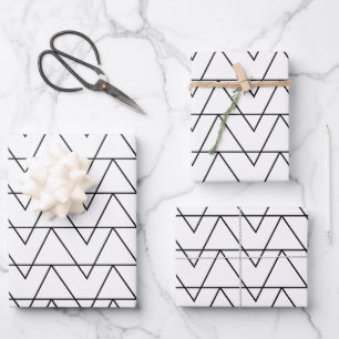 Zwart-wit Chevron Stripe Pattern Inpakpapier Vel