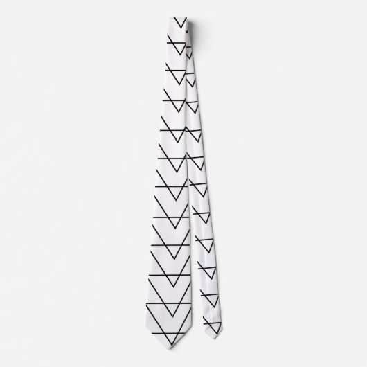 Zwart-wit Chevron Stripe Pattern Stropdas (Voorkant)