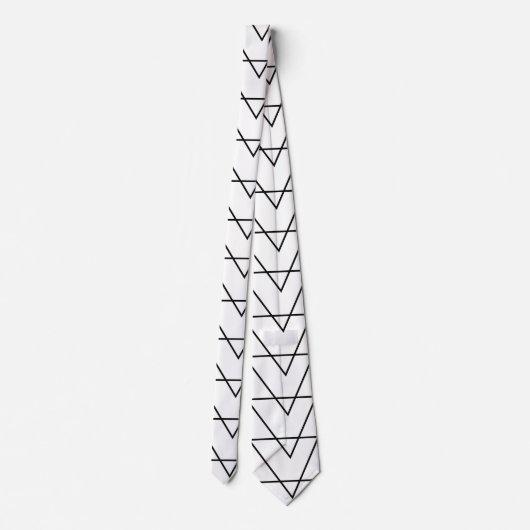 Zwart-wit Chevron Stripe Pattern Stropdas (Achterkant)