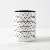 Zwart-wit Chevron Stripe Pattern Tweekleurige Koffiemok (Center)