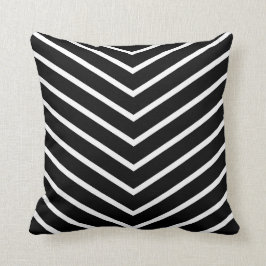 Zwart-wit Chevron Stripes Decoratief Kussen