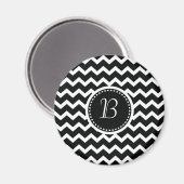 Zwart-wit Chevron Zig Zag Retro Elegance Magneet (Voorkant / Achterkant)