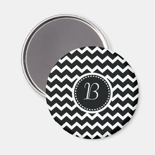 Zwart-wit Chevron Zig Zag Retro Elegance Magneet (Voorkant / Achterkant)