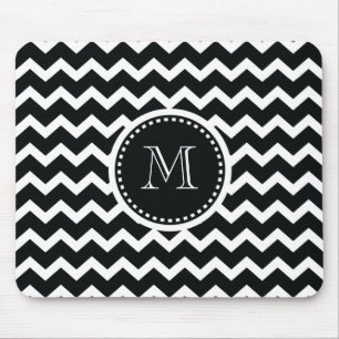 Zwart-wit Chevron Zig Zag Retro Elegance Muismat