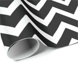 Zwart-wit Chevron zigzag patroon Cadeaupapier