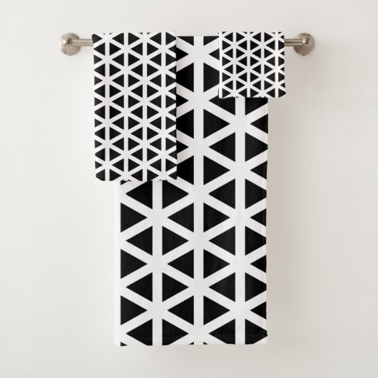 Zwart-wit Chevron Zigzag Pattern Bath Towel Bad Handdoek (Insitu)