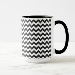 Zwart-wit Chevron Zigzag Pattern Mok