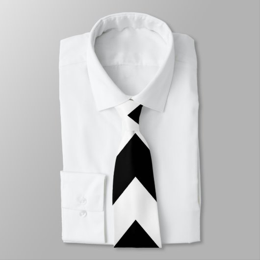 Zwart-wit Chevron Zigzag Pattern Stropdas (Gebonden)