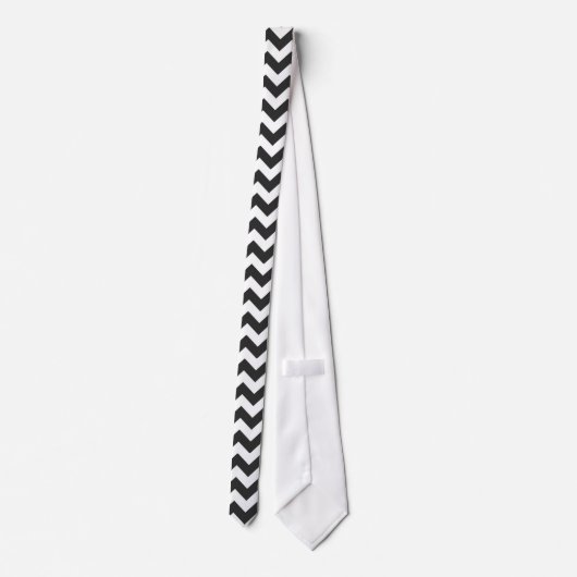 Zwart-wit Chevron Zigzag Pattern Stropdas (Achterkant)