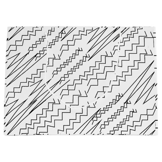 Zwart-wit Chevron Zigzag Stripes Groot Cadeauzakje (Voorkant)