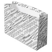 Zwart-wit Chevron Zigzag Stripes Groot Cadeauzakje (Achterkant Gekanteld)