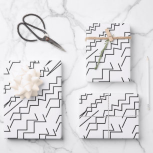 Zwart-wit Chevron Zigzag Stripes Inpakpapier Vel