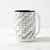 Zwart-wit Chevron Zigzag Stripes Tweekleurige Koffiemok (Voorkant rechts)