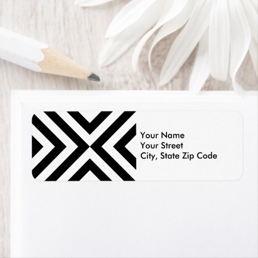 Zwart-wit Chevrons retour adreslabel Etiket (Insitu)