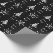 Zwart Wit Chic Kerstboom Retail Aangepast Logo Cadeaupapier (Hoek)