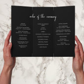 Zwart-wit Chic Script Trifold Wedding Programma Flyer