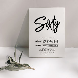 Zwart & Wit Chic Sixty 60ste Verjaardagsfeestje Kaart