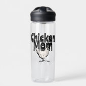 Zwart-wit Chicken Mom gepersonaliseerd Waterfles (Voorkant)
