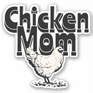 Zwart-wit  Chicken Mom Sticker