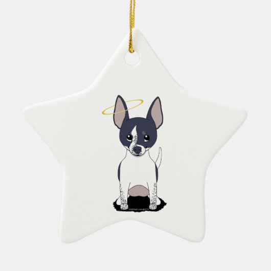 Zwart Wit Chihuahua Engel Keramisch Ornament (Voorkant)