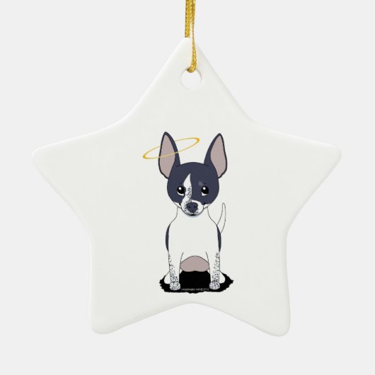Zwart Wit Chihuahua Engel Keramisch Ornament (Achterkant)