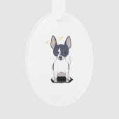 Zwart Wit Chihuahua Engel Ornament (voorkant)