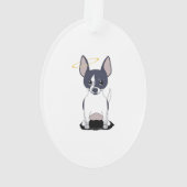 Zwart Wit Chihuahua Engel Ornament (achterkant)