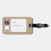 Zwart-wit Chihuahua Roze Groen Goud Chevron Bagagelabel (Achterkant horizontaal)