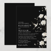 Zwart-wit Chinoiserie bloementuin bruiloft Kaart (Voorkant / Achterkant)